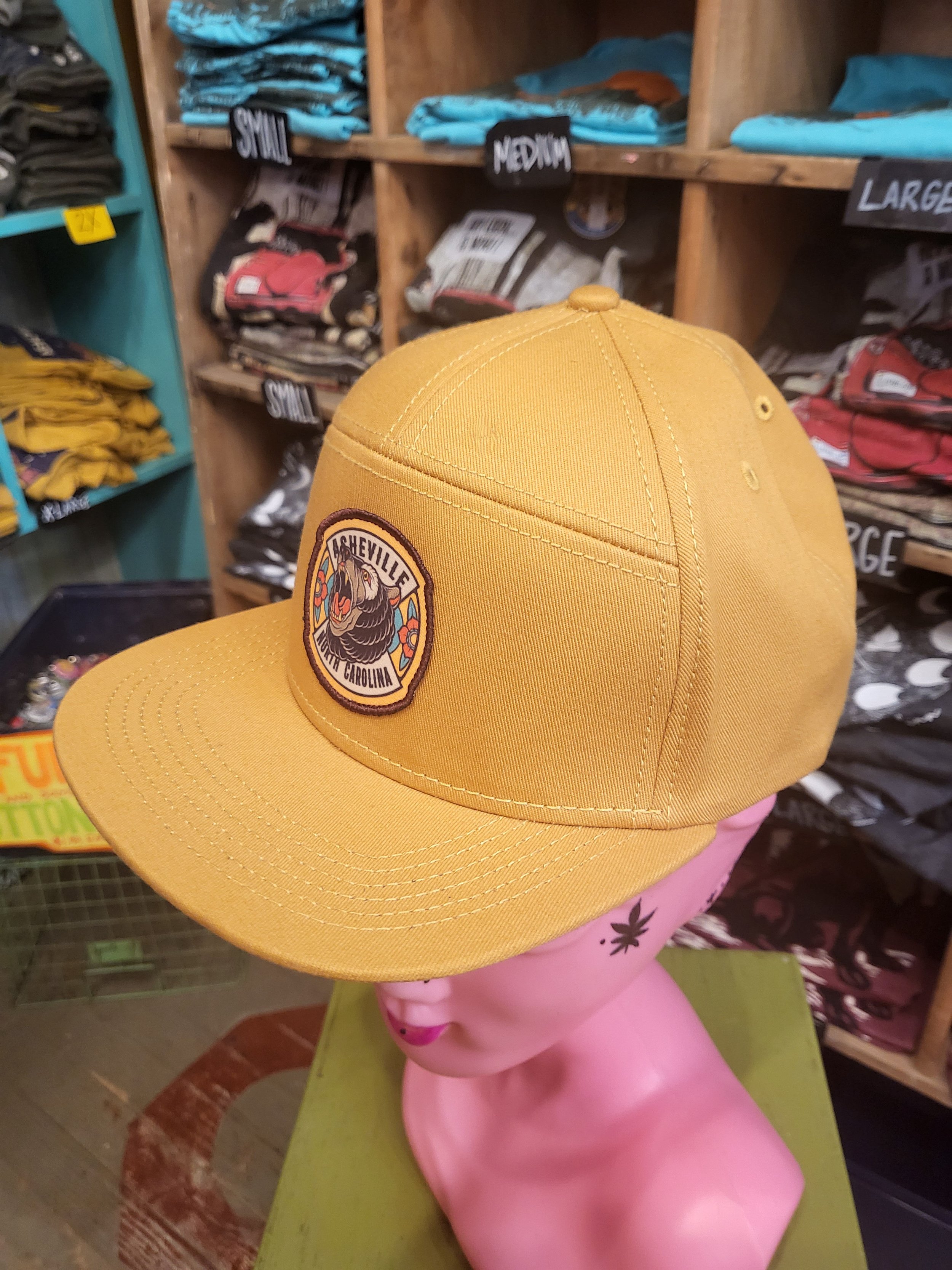 Mustard Yellow Asheville Hat With Traditional Bear Art — Lost Objects,  Found Treasures